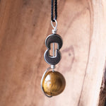 Bonsai and Cacti Apparel Tiger Eye Tactile Necklace | Crystal Fidget Spinner Amulet