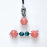 Cherry quartz necklace and crystal roller with blue tiger eye for adhd and ocd